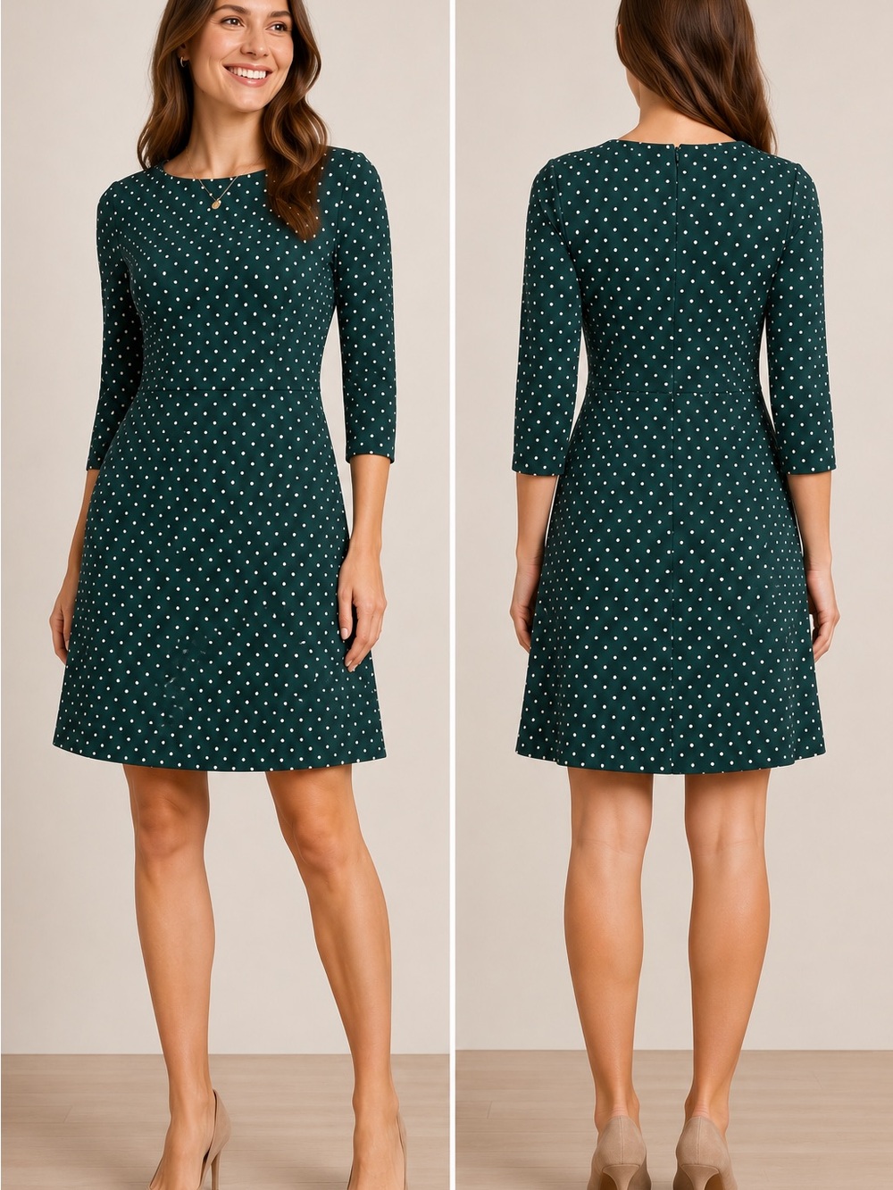 Old Navy Emerald Green Polka Dot Fit-and-Flare Dress
